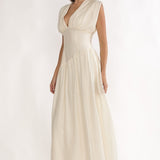 Danicka Asymmetric Waist Maxi Dress Cream