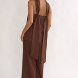 Florene Strapless Split Scarf Pants Chocolate