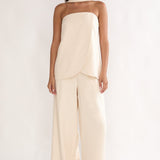 Florene Strapless Split Scarf Pants Vanilla