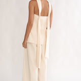 Florene Strapless Split Scarf Pants Vanilla