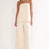 Florene Strapless Split Scarf Pants Vanilla
