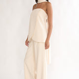 Florene Strapless Split Scarf Pants Vanilla