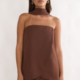 Florene Strapless Split Scarf Top Chocolate