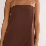 Florene Strapless Split Scarf Top Chocolate