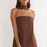 Florene Strapless Split Scarf Top Chocolate