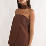 Florene Strapless Split Scarf Top Chocolate