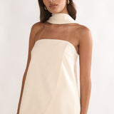 Florene Strapless Split Scarf Top Vanilla