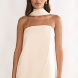 Florene Strapless Split Scarf Top Vanilla
