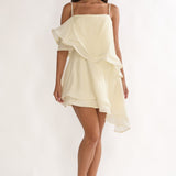 Como Asymmetric Layered Mini Dress Cream