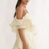 Como Asymmetric Layered Mini Dress Cream