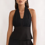 Meri Halterneck Top Black