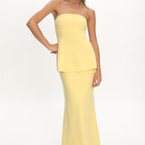 Vicci Strapless Flared Waist Maxi Dress Butter