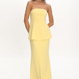 Vicci Strapless Flared Waist Maxi Dress Butter