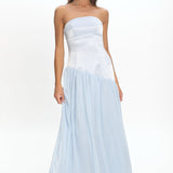 Karielle Asymmetric Drop Waist Maxi Dress Blue