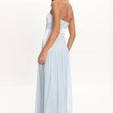 Karielle Asymmetric Drop Waist Maxi Dress Blue