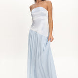 Karielle Asymmetric Drop Waist Maxi Dress Blue