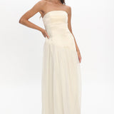 Karielle Asymmetric Drop Waist Maxi Dress Butter