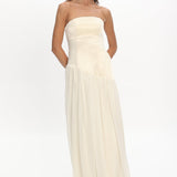 Karielle Asymmetric Drop Waist Maxi Dress Butter