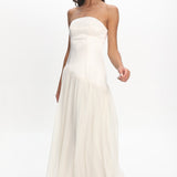 Karielle Asymmetric Drop Waist Maxi Dress Ivory
