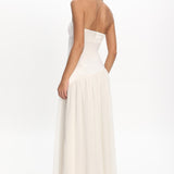 Karielle Asymmetric Drop Waist Maxi Dress Ivory