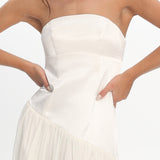 Karielle Asymmetric Drop Waist Maxi Dress Ivory