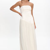 Karielle Asymmetric Drop Waist Maxi Dress Ivory