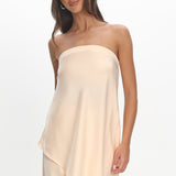 Danita Asymmetric Hem Strapless Top Vanilla