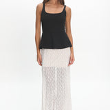 Kairah Peplum Lace Hem Maxi Dress Black