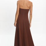 Infiniti Scalloped Sweethear Neckline Midi Dress Chocolate