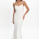 Kianah Pleat Bust Textured Maxi Dress Ivory