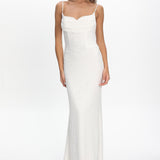 Kianah Pleat Bust Textured Maxi Dress Ivory