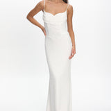 Kianah Pleat Bust Textured Maxi Dress Ivory