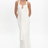 Opera Drape Bust Maxi Dress White