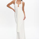 Opera Drape Bust Maxi Dress White