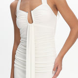 Opera Drape Bust Maxi Dress White