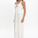 Opera Drape Bust Maxi Dress White