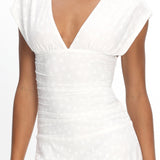 Novia Ruched Bodice Maxi Dress Embroidered Off White
