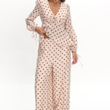 Anessa Straight Leg Pants Polka Dot Cream