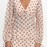 Anessa Balloon Sleeve Top Polka Dot Cream