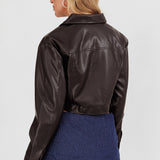 Navigator Snap Button Faux Leather Jacket Black