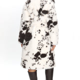 Morganne Faux Fur Waist Tie Coat Animal Print White/Brown