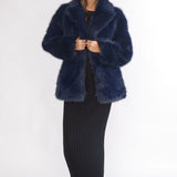 Rilani Faux Fur Pocket Coat Navy