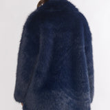 Rilani Faux Fur Pocket Coat Navy