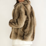 Soraya Notch Lapel Faux Fur Coat Brown