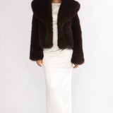 Marella Oversized Lapel Faux Fur Jacket Coffee
