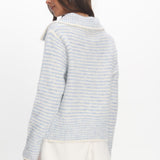 Gavrielle Collared Knit Cardigan Stripe Baby Blue