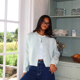 Aurore Scalloped Edge Knit Cardigan Baby Blue