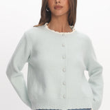 Aurore Scalloped Edge Knit Cardigan Baby Blue