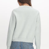 Aurore Scalloped Edge Knit Cardigan Baby Blue