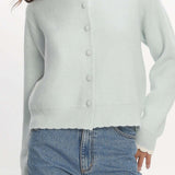 Aurore Scalloped Edge Knit Cardigan Baby Blue
